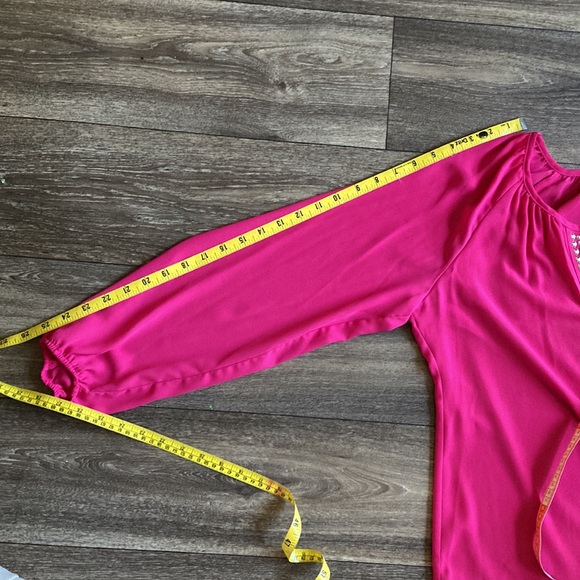 Hot Pink Alfani Top Blouse with Siver Studs Balloon Sleeves Sz 8 - Picture 6 of 6